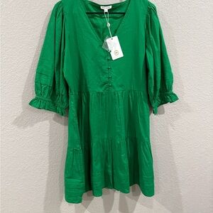 Elegant Green Long Sleeve Dress